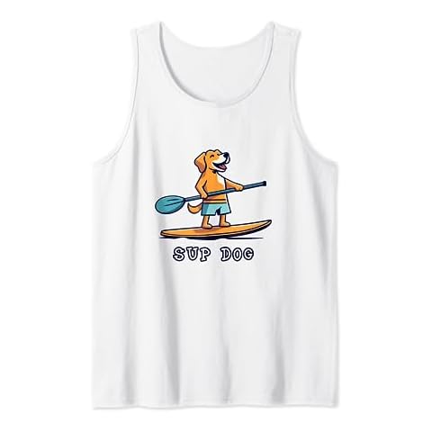 SUP DOG funny cartoon Stand up paddleboard Men Women Kids Tank Top Cover