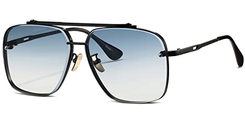 Lunettes aviateur surdimensionnées en métal finition noire haut de gamme