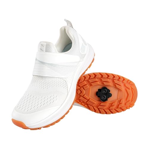 liekick Women's Indoor Cycling Shoes Compatible with 2-Bolt SPD Cleats, Comfortable Bike Shoes for Spin Classes & Outdoor Cycling White