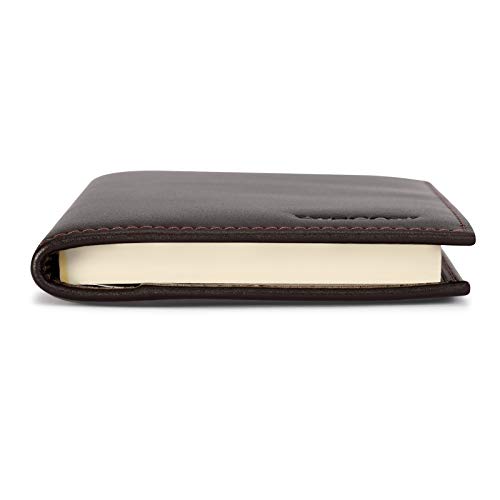 Image of HISCOW Slim Leather Checkbook Cover for Personal Checks, Premium Coffee, One Size, Minimalist | Full grain cowhide, transaction register & check book pockets, removable duplicate divider, durable stitching, gifts for men