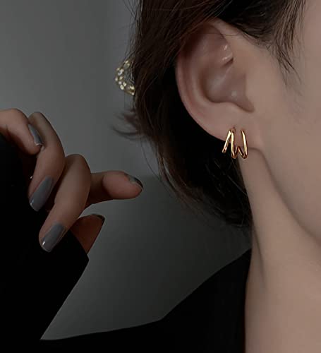 Reffeer Solid 925 Sterling Silver Multi Hoop Earrings Cuff Huggie for Women Teens Wrap Stud Earrings3