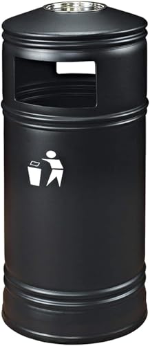 Heavy-Duty 13.2 Gallon Outdoor Trash Can with Ashtray - Large Capacity Weather-Resistant Garbage Bin for Parks, Streets, and Public Spaces - Durable Litter Collector