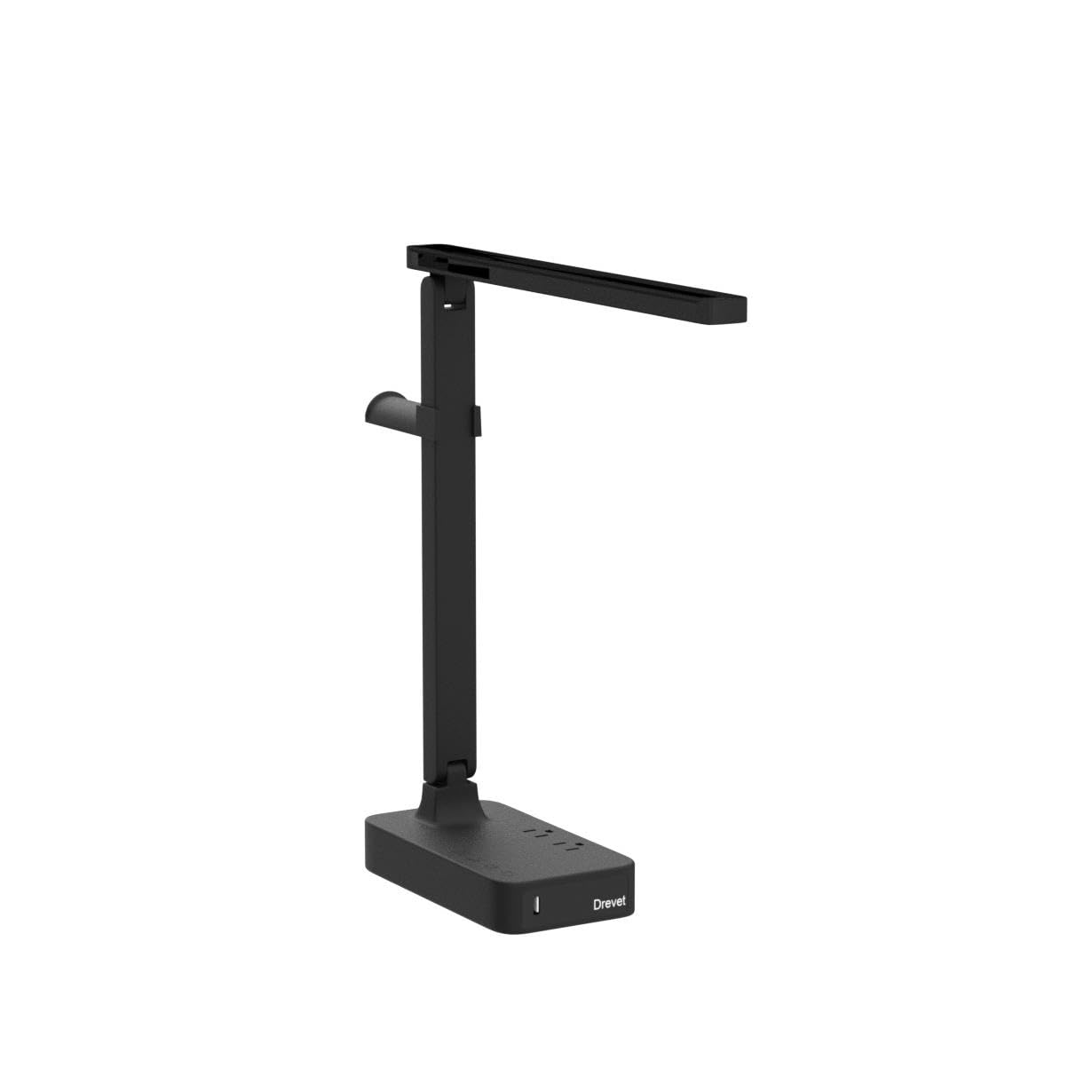 Drevet LED-Schreibtischlampe mit 1 USB-Ladeanschluss und 2 AC-Steckdosen, 3 Beleuchtungsmodi, 3 Helligkeitsstufen, 1H Timer, Touch-Steuerung, Speicherfunktion, Augenschonende Bürolampe (schwarz)