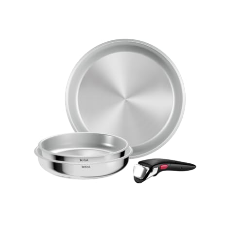 Tefal Ingenio Comfort Max 4-tlg. Pfannen-Set extrastarker Boden unversiegelt platzsparend Thermo-Signal für alle Herdarten sicherer Griff mühelose Reinigung Edelstahl L968S434