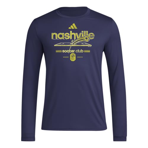 adidas Mens Nashville SC Pre-Game Long Sleeve Soccer T-Shirt,Team Navy Blue/Nashville Soccer Club,XX-Large