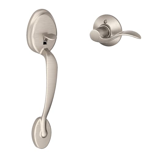 SCHLAGE FE285 PLY 619 Acc LH Plymouth Trim Lower Half Front Entry Handleset with Accent Left Hand Lever, Satin Nickel