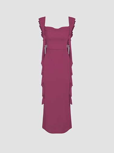 Image of CIDER Formal Dresses for Women Wedding Guest Dresses Summer Maxi Dress Sleeveless Mesh Ruffle Cocktail Dress Elegant Outfits