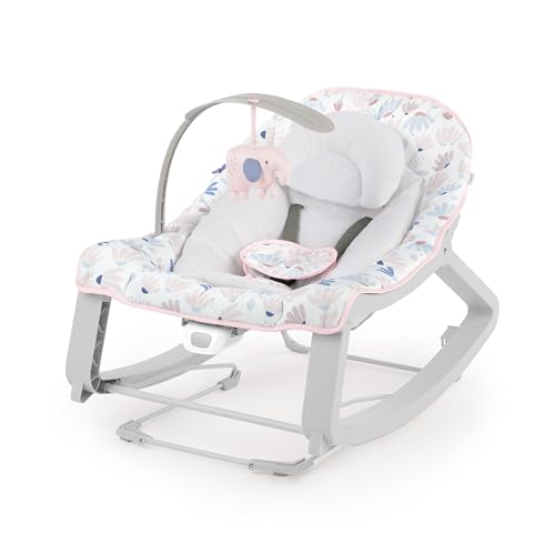 Image of Ingenuity Keep Cozy 3-in-1 Grow with Me Vibrating Baby Bouncer Seat & Infant to Toddler Rocker, Vibrations & -Toy Bar, 0-30 Months Up to 40 lbs (Pink Burst)