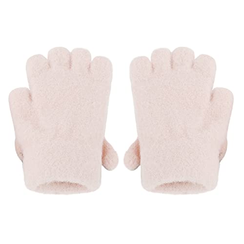 PURFUN Toddler Kids Short Knitted Gloves Winter Thick Fleece Lining Mittens for 1-3 Yrs3