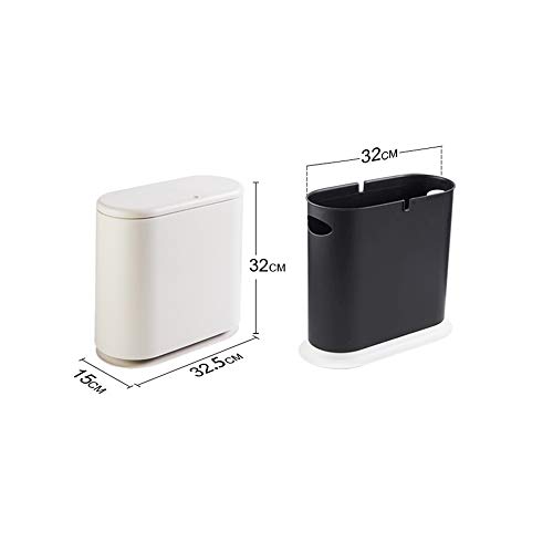 TOMYEER Ovale Push-Type Prullenbak Clamshell Cover Plastic Slanke Pedaal Bin, Wit - Afbeelding 8