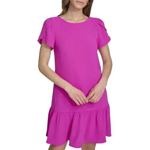 Robe mini en crêpe rose DKNY avec manches tulipes haut de gamme