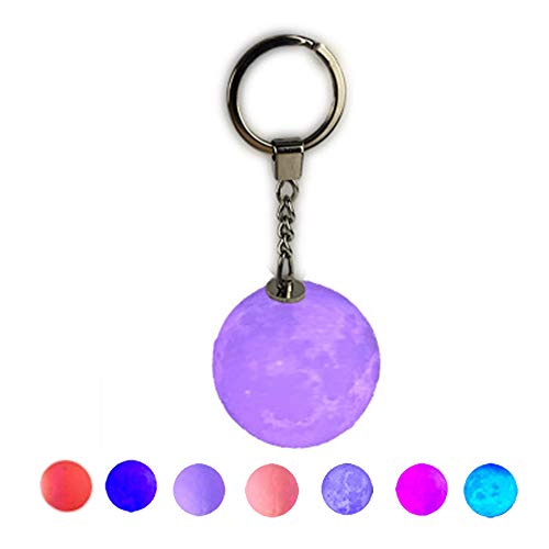 Preisvergleich Produktbild GCLGL Nacht Lichter, Nachtlicht Tragbares Mondlicht 3D-Druck Schlüsselbund LED Nachtlampe Rucksack Dekor Kreative Geschenke Tasche Rucksack Dekor Nachtlicht, Farblicht