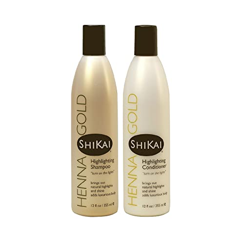 ShiKai - Henna Gold Highlighting Shampoo & Conditioner Set, Safe for Color-Treated Hair, Softens Hair, Adds Body & Shine, Safe for All Hair Types, Rich in Botanicals (12 oz, 2-Pack)