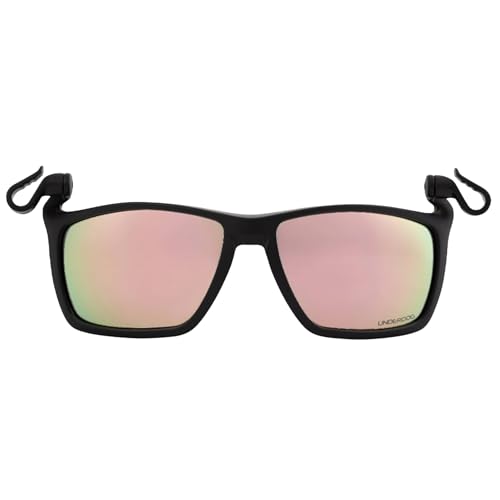 UNDERDOG Oliver Non-Polarized Hat Clip Sunglasses Lens Square-Curved Shield Screen-Ready Clarity for Displays Cap-Brim Clip UV400 Polycarbonate RX-Compatible Wraparound Fit Rose Gold