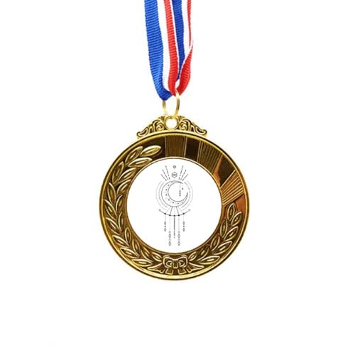 Medalla de oro de primer puesto con acabado pulido y grabado de tótem lunar