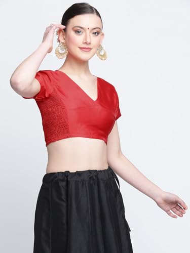 Image of studio rasa Women's Silk Blend Stretchable Blouse for Festive Wedding Party