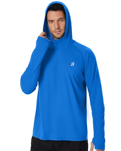 Roadbox Mens UPF 50+ Fishing Shirt, Long Sleeve UV Sun Protection Hoodies, Quick Dry Rash Guard for Hiking Outdoor Working