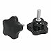 Tool parts 50mm Star Head M8x25mm Male Thread Screw On Clamping Knob Grip Black 2pcs