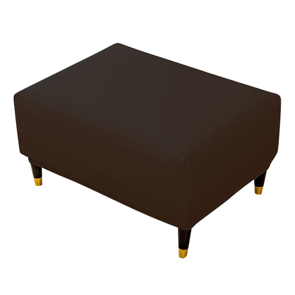 Meigeh Square Stretch Pouffe Cover for Square Stool Cover for Square Pouffe Cover Footrest Waterproof PU Leather