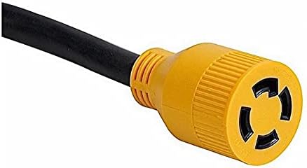 MaxWorks 80841 25 Ft. Heavy Duty 4-Prong Twist Lock 125V/250V 30 Amp L14-30P (Male) L14-30R (Female) Generator Extension Cord, Black and Yellow