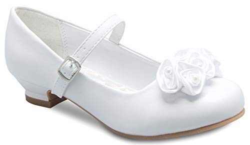 Mary Jane Shoes with Pretty Satin Rolled Rosettes Patent Leather