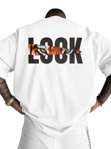 Image of Men's Oversized Round Neck Cotton Printed Gym T-Shirt for Men | Premium Soft Cotton Casual Loose Fit Half Sleeve Plain Tee Shirt