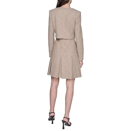 KARL LAGERFELD Women's Crop Stretch Texture Long Sleeve Jacket3