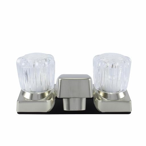 WMF-4224-BN RV Bathroom Faucet with Double Handle Polished Chrome Brushed Nickel Plating Over ABS Plastic 4 on Center — view 2