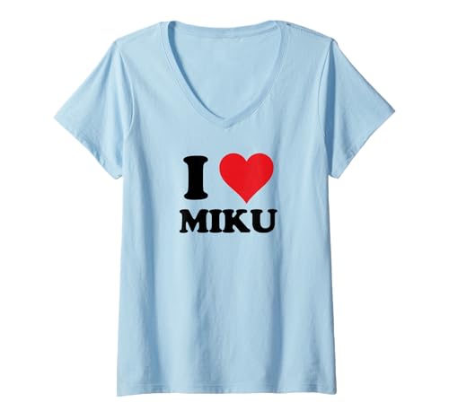 Womens I Heart Miku First Name I Love Custom Stuff V-Neck T-Shirt