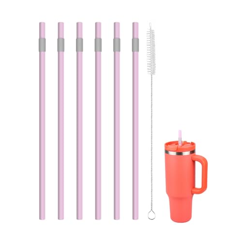 KLOWOAH Replacement Straws Compatible with Contigo Streeterville 40oz Tumbler,with 1 Brush,Pack of 6 (light red)