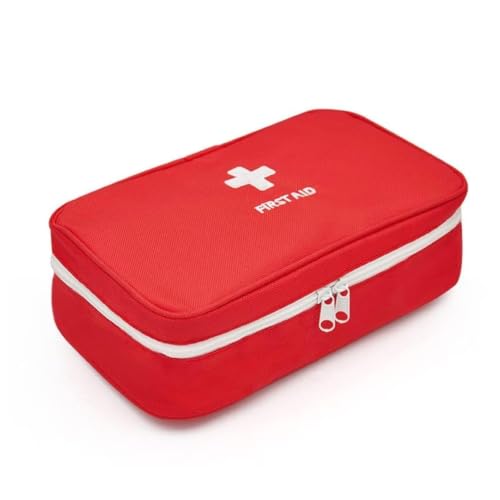 Image of First Aid Bag Empty Medicine Storage Organizer with Handle | Large Medical Kit Pouch with Mesh Pocket, Elastic Loops & Spacious Compartments | EVA Case for Home, Car, Office, Travel & Camping