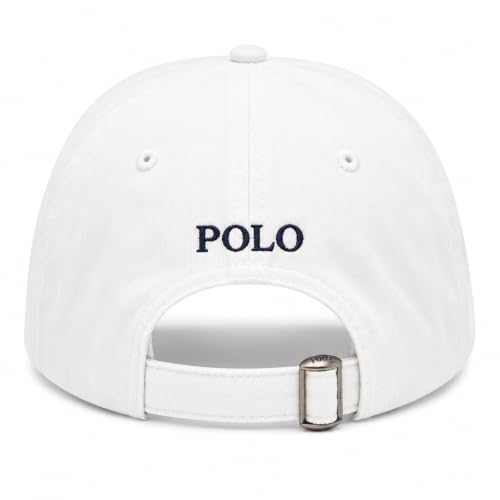 Image of POLO RALPH LAUREN Baseball Cap One Size with Adjustable Strap at Back (White /Navy Pony)