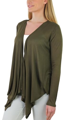 Image of ToBeInStyle Womens Open Front Long Sleeve Lightweight Asymmetrical Draped Cardigan with Side Pockets
