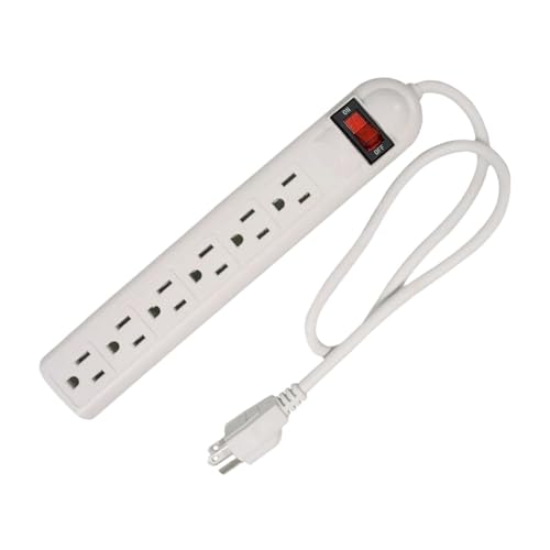 Image of 6 Outlet Power Strip US Plug Compact Accessories for Commercial Dorm Desktop 75cm Cord| Surge Protectors, Power Strips| Multipurpose Batteries & |Consumer Electronics