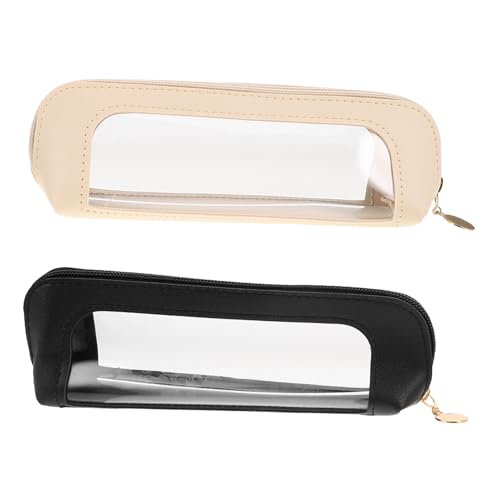 UKCOCO 2 Piezas Bolsa Porta Brochas Maquillaje Transparente Resistente Agua PU Organizador Viaje Portátil Fácil Limpieza para Bolso y Coche