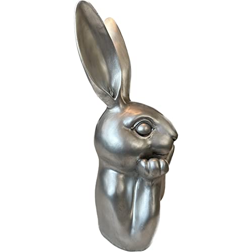 presentis HASENBÜSTE Osterhase Deko Ben 35 cm Silber Altsilber Osterdeko