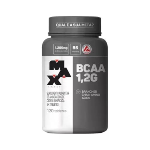 BCAA com Vitamina B6-120 Tabletes, Max Titanium, 1.2 g