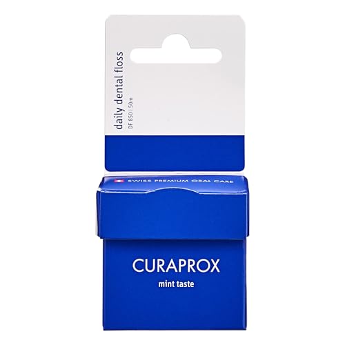 Curaprox DF 850 Filo interdentale-Filo interdentale a base biologica quotidiano con aroma di menta per la rimozione delicata della placca | 50 metri/Made in Switzerland
