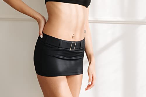 Pin Up Doll Low Rise, Stretchy and Belted Mini Skirt, Mini Skirts for Women, Women's Low Rise Micro Bottoms Small to XX-Large3