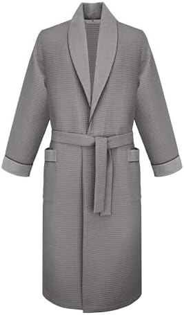 grey cotton waffle dressing gown Men's Charcoal Cotton Waffle Dressing Gown