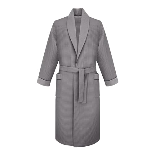 Robe de chambre pour hommes Revise RE-519 en coton gaufré gris XXL