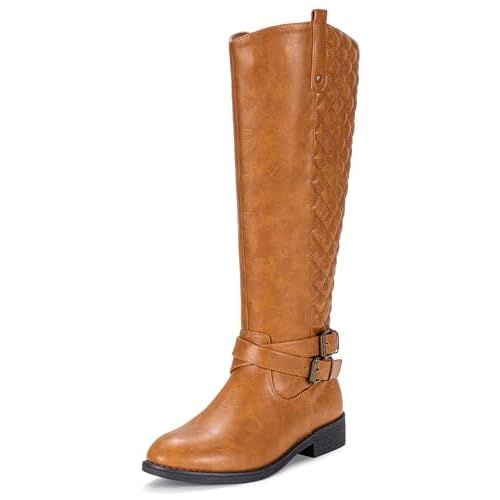 Vepose Women's 949 Knee High Boots,Tall Riding Boots Low Heel with Wide Calf and Wide Widths