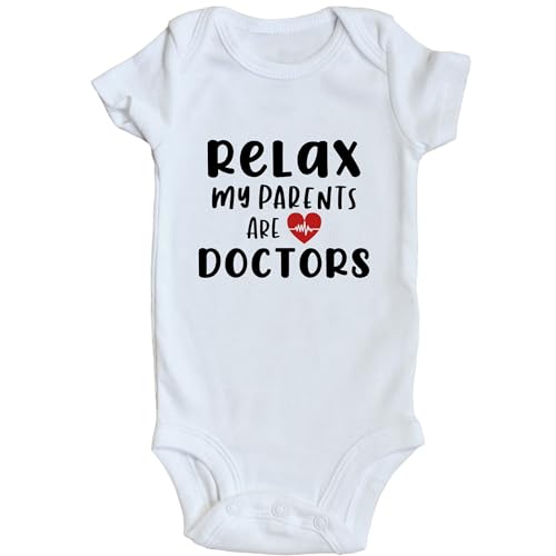 TwentyFourDoves Relax My Parents are Doctors Baby Bodysuit, Parent Doctors bodysuit, Healthcare baby, Nurses Romper
