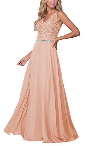 Clothfun v-neck lace appliques formal dresses long for women even…