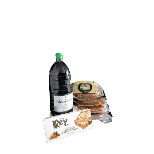 Cesta de Regalo para Empresas con Chorizo Ibérico, Queso de Oveja Artesano, Vino Pitarra Mangurrito, Turrón de Chocolate con Almendras – Corazón Extremeño