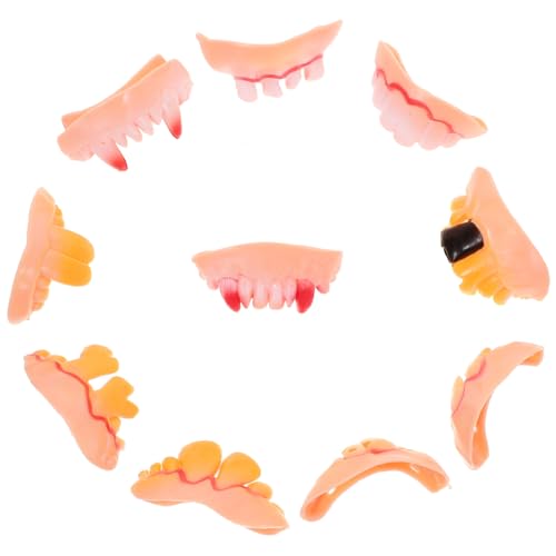 JOINPAYA 10 Piezas Bromas Frenos Para Los Pasta Decoración De Halloween Kit De De Empaste Permanente Víspera De Todos Los Santos Colmillos Caucho