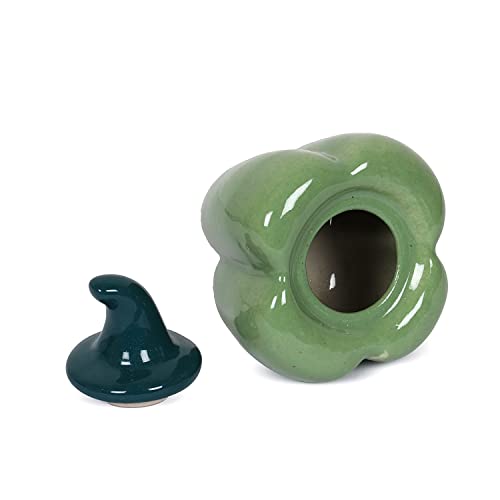 Image of QIMACPLUS Ceramic Capsicum Decorative Pickle Jar| Food Storage Jar | Multipurpose aachar, masala Jar For kitchen and Dining table 500 ML set of 1 Green