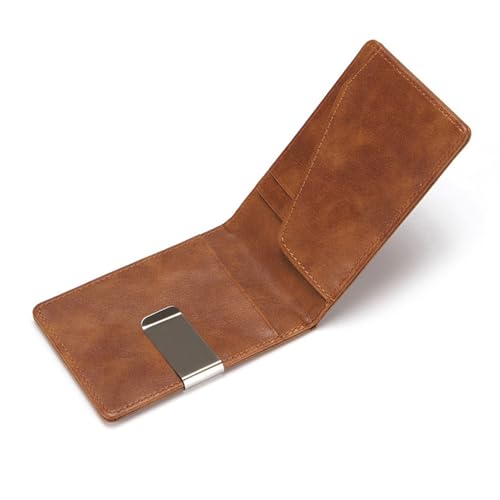 RisePlus Money Clip,Slim RFID Card Wallet for Men with Money Clip, PU Leather Minimalist Credit Card Holder, Compact Vintage Style Wallet with Stainless Steel Cash Clip (Brown) - Image 4