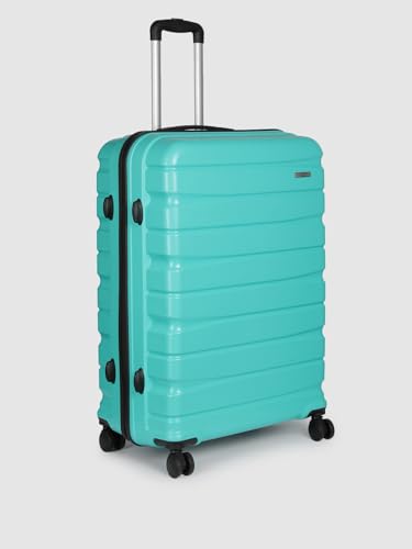 Image of Teakwood Unisex Trolley Bag for Travel, Hard Cabin Trolley Suitcase Bag, Numver Lock System 360 Degree 8 Rotating Wheels | Set of 3 (55, 65, 76 CM, Aqua Green)