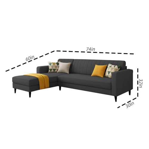 Image of Casaliving Moris LHS 4 Seater L Shape Sofa Set for Living Room (Black) Premium Fabric Sofa Set for Living Room